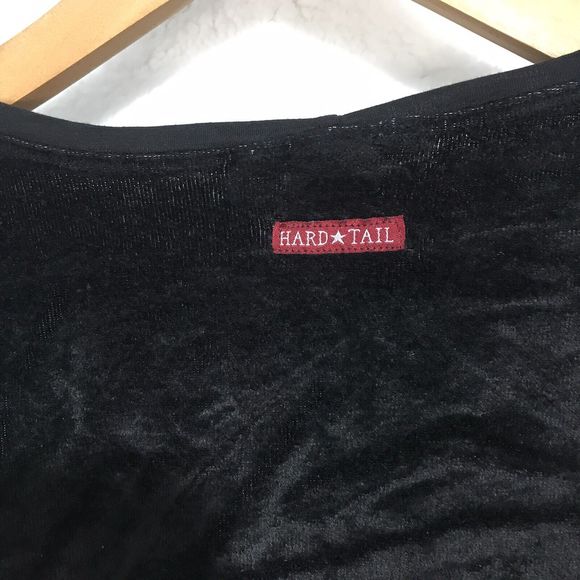 Hard Tail Forever Shirt VELOUR LONG SLEEVE Tunic Top Boat Neck Black Medium - Picture 8 of 8